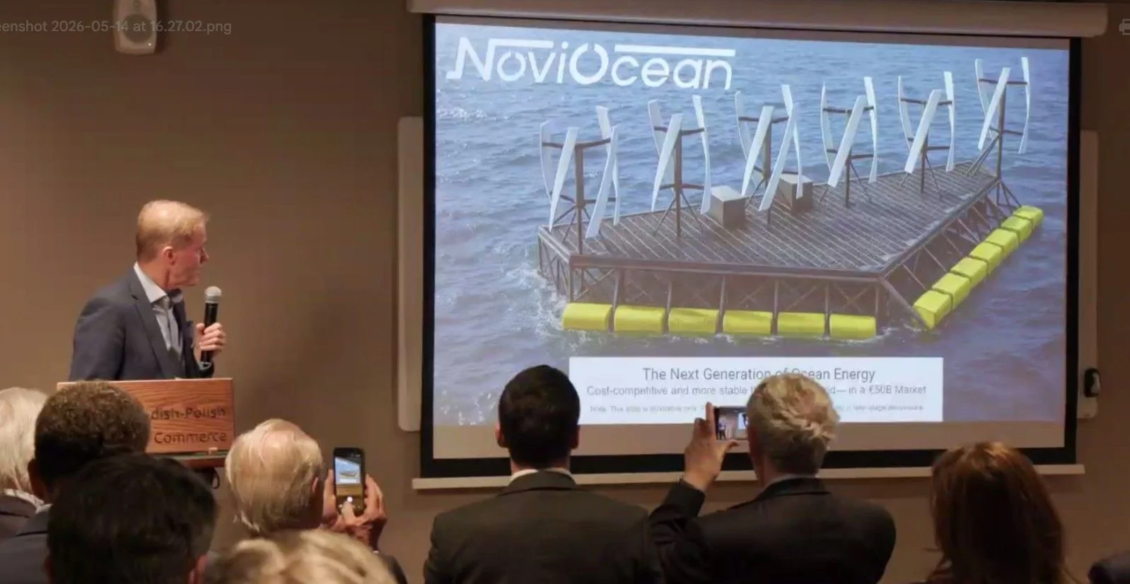 NoviOcean CEO Jan Skjoldhammer presenting the Medi Wave 850H platform at the Swedish-Polish Chamber of Commerce