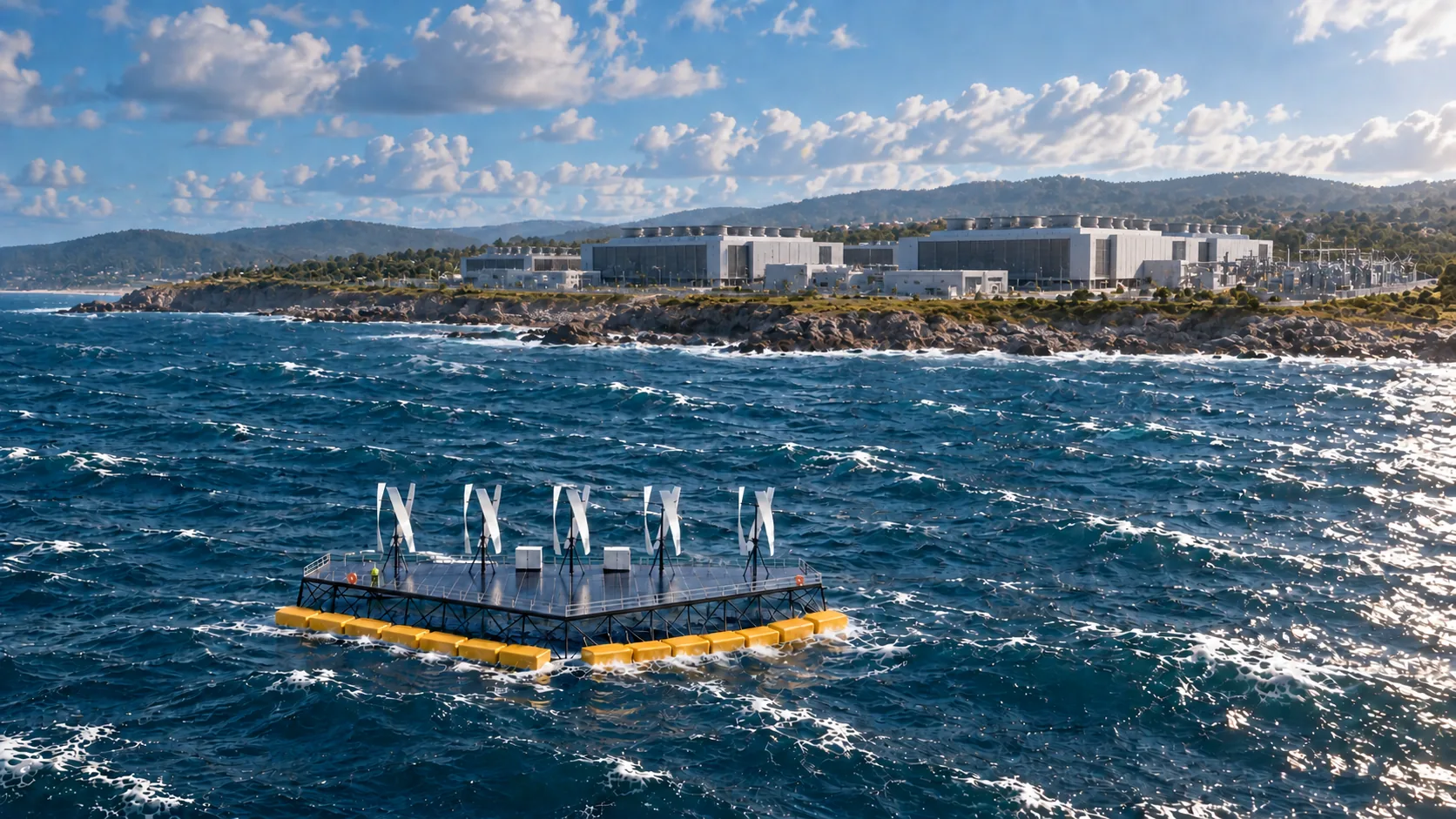 NoviOcean hybrid platform — coastal data center concept
