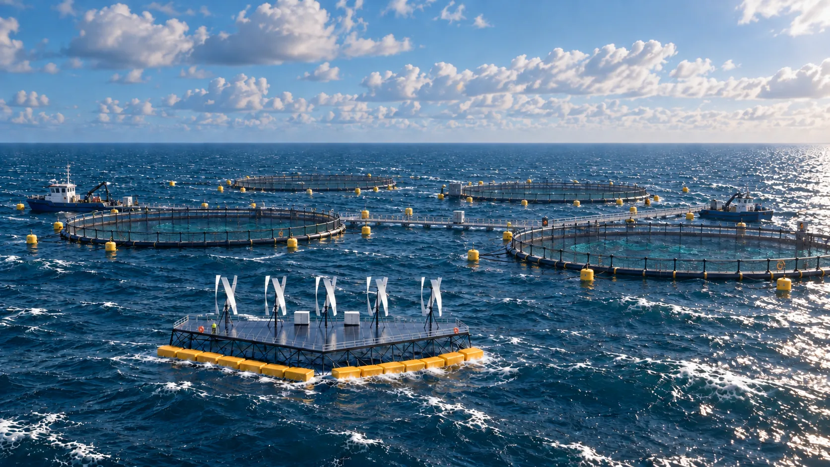NoviOcean hybrid platform — aquaculture concept