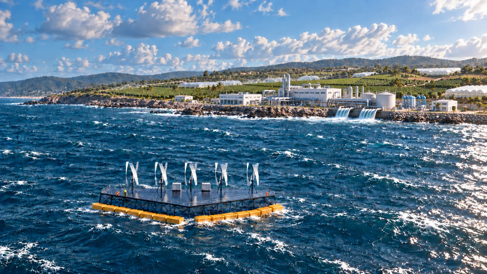 NoviOcean hybrid platform — water desalination concept